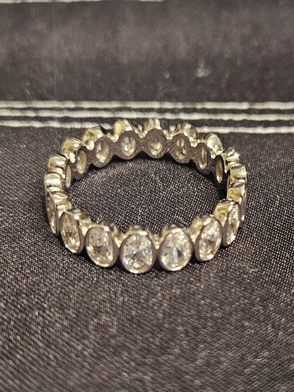 Silver-Tone Crystal Eternity Band Ring - Clear